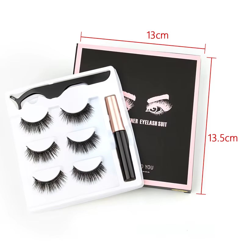 Magnetic 3D Mink Eyelashes with Long-Lasting Eyeliner - Handmade Short False Lash Makeup Tools