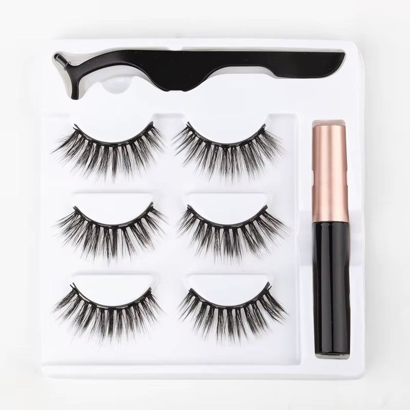 Magnetic 3D Mink Eyelashes with Long-Lasting Eyeliner - Handmade Short False Lash Makeup Tools