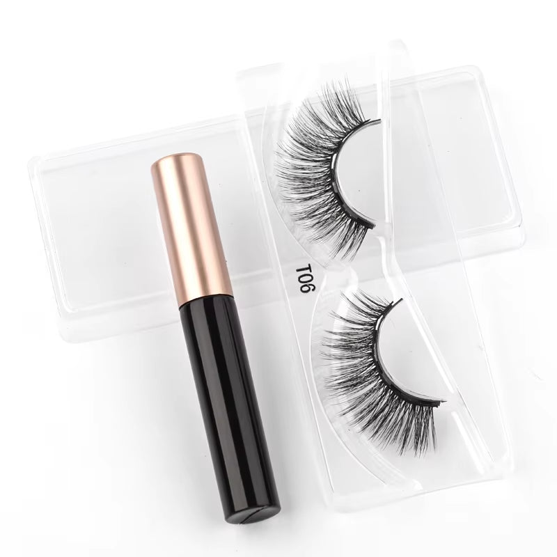 Magnetic 3D Mink Eyelashes with Long-Lasting Eyeliner - Handmade Short False Lash Makeup Tools