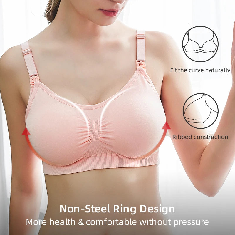 Comfortable Plus Size Nursing Bra - Breathable Seamless Maternity Underwear with Push-Up Support for Breastfeeding Moms