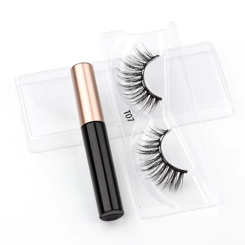 Magnetic 3D Mink Eyelashes with Long-Lasting Eyeliner - Handmade Short False Lash Makeup Tools