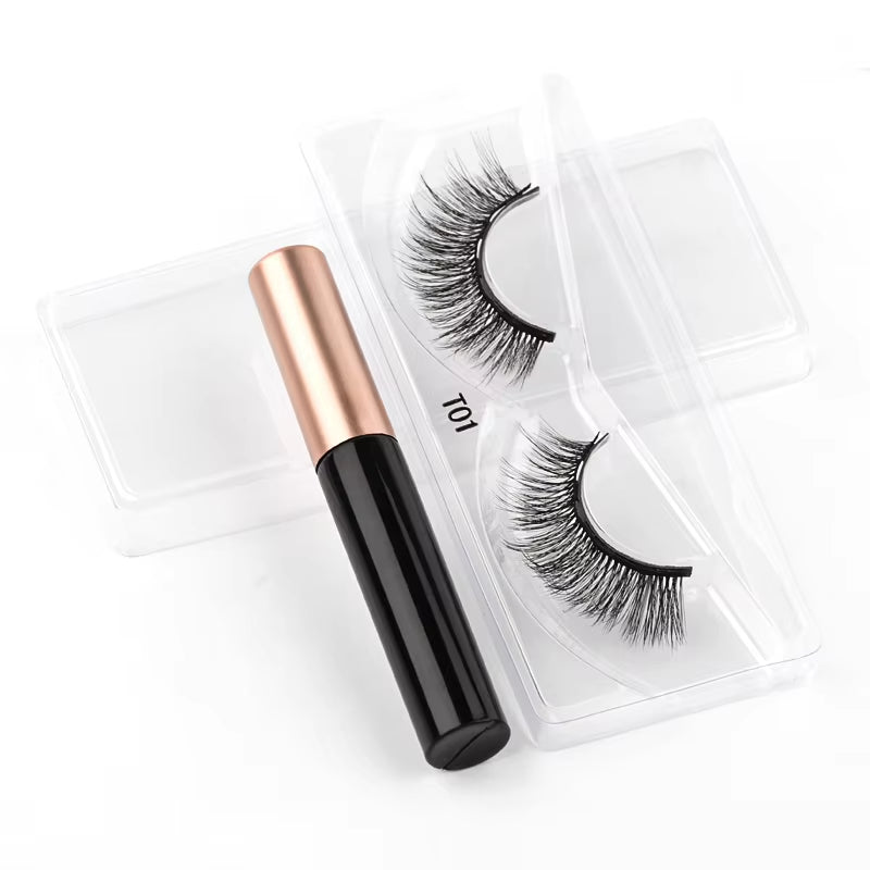 Magnetic 3D Mink Eyelashes with Long-Lasting Eyeliner - Handmade Short False Lash Makeup Tools