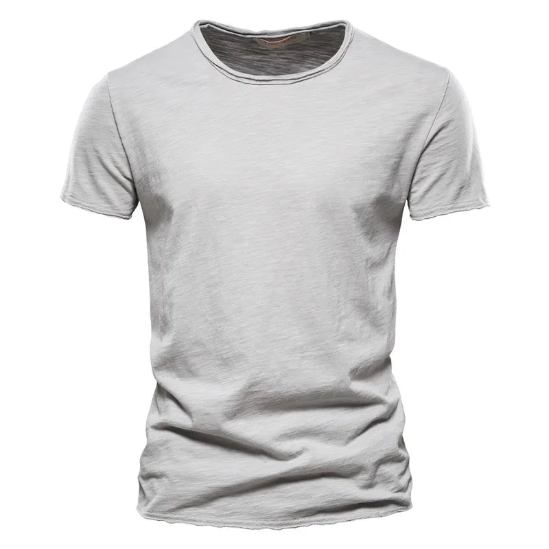 Brand Quality 100% Cotton Men T-Shirt V-Neck Fashion Design Slim Fit Soild T-Shirts Male Tops Tees Short Sleeve T Shirt for Men