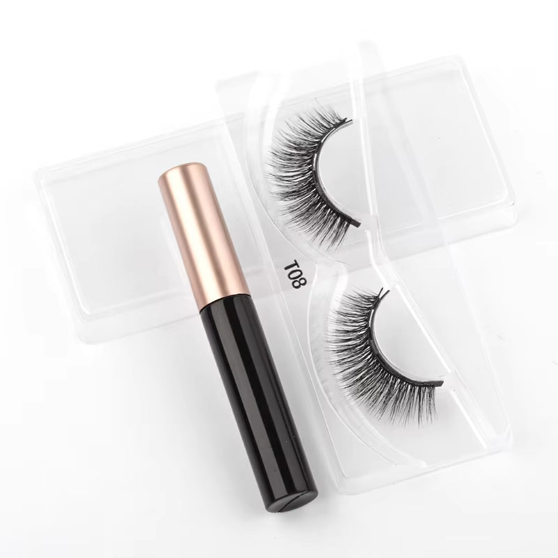 Magnetic 3D Mink Eyelashes with Long-Lasting Eyeliner - Handmade Short False Lash Makeup Tools