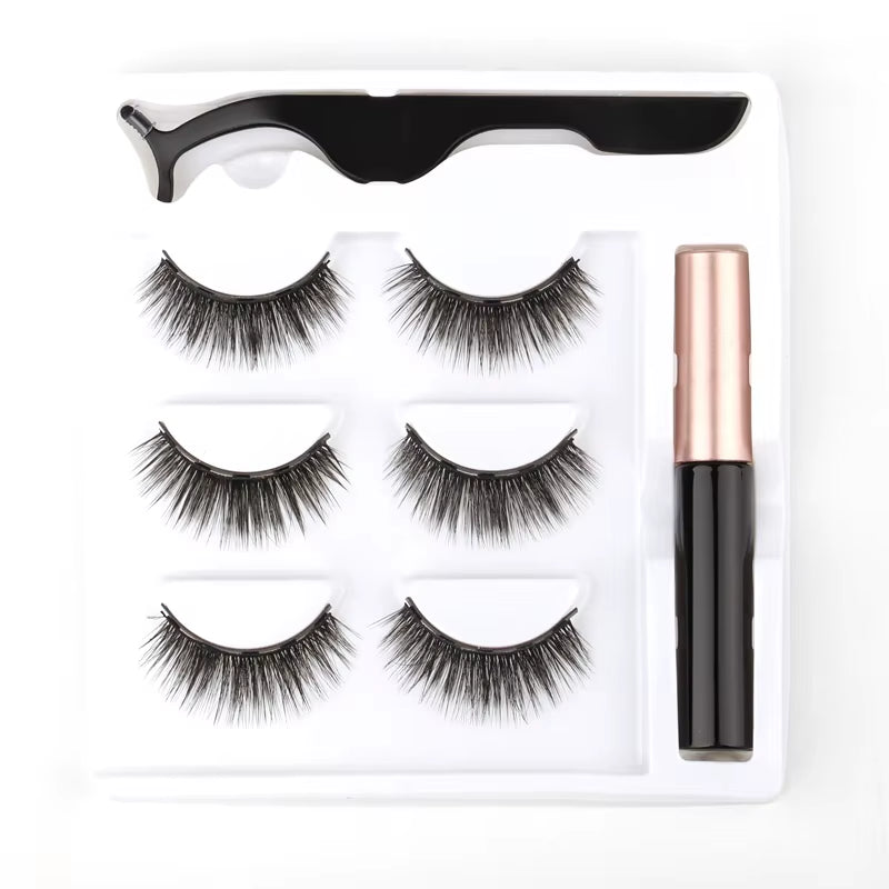 Magnetic 3D Mink Eyelashes with Long-Lasting Eyeliner - Handmade Short False Lash Makeup Tools