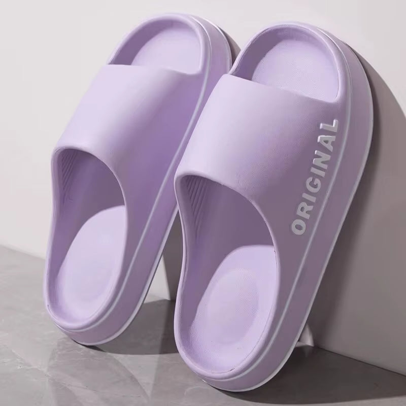 Stylish Women’s Letter Slippers - Summer Beach Slides with Thick Sole, Anti-Slip Indoor & Outdoor Sandals for Couples