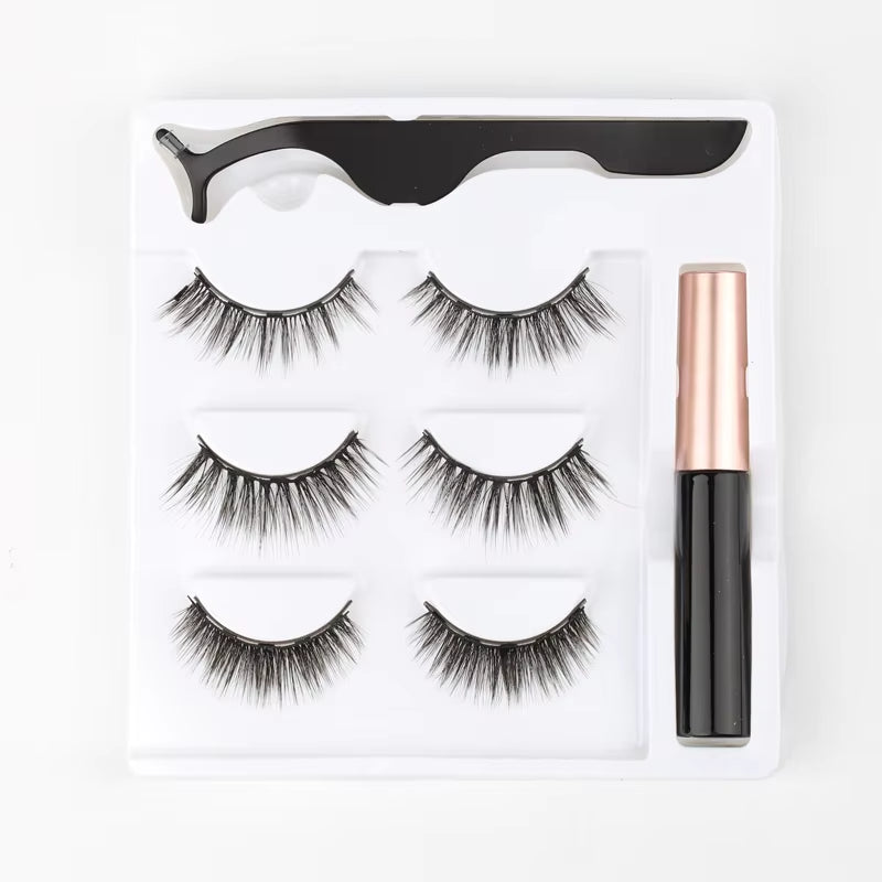 Magnetic 3D Mink Eyelashes with Long-Lasting Eyeliner - Handmade Short False Lash Makeup Tools