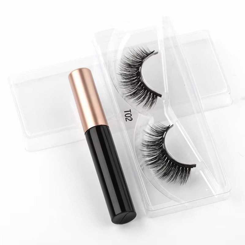 Magnetic 3D Mink Eyelashes with Long-Lasting Eyeliner - Handmade Short False Lash Makeup Tools