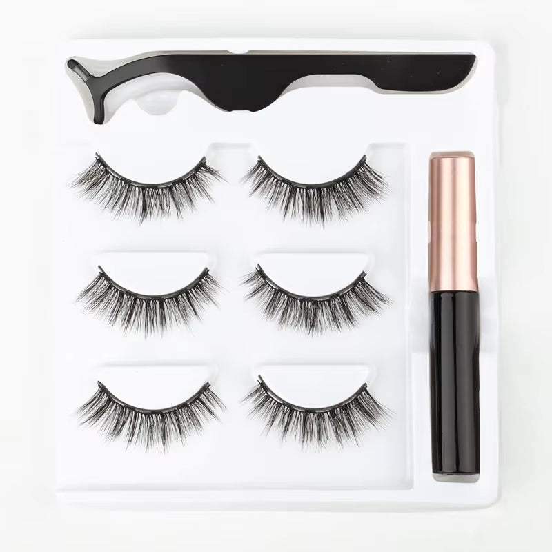 Magnetic 3D Mink Eyelashes with Long-Lasting Eyeliner - Handmade Short False Lash Makeup Tools