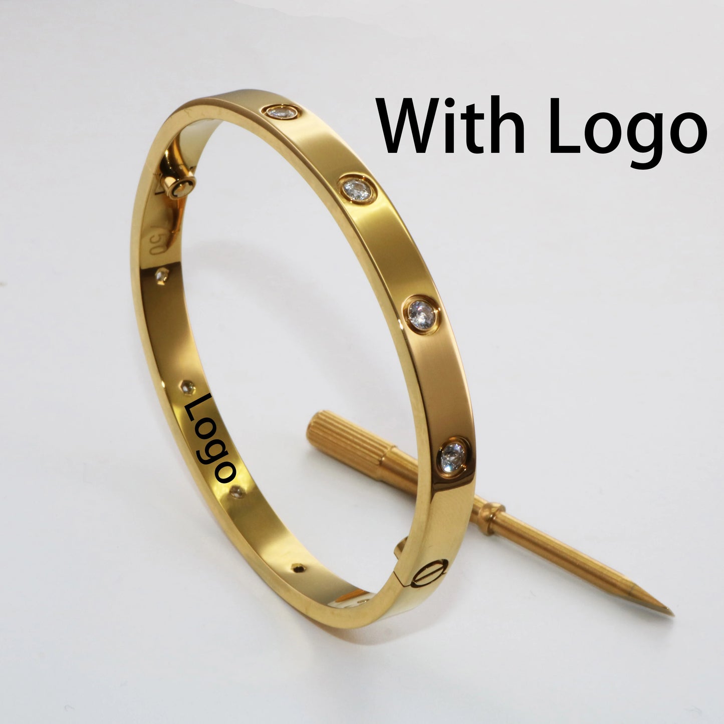 Luxury 18K Gold Plated Screwdriver Love Bangle Bracelet in 316L Stainless Steel for Men and Women - New Arrival