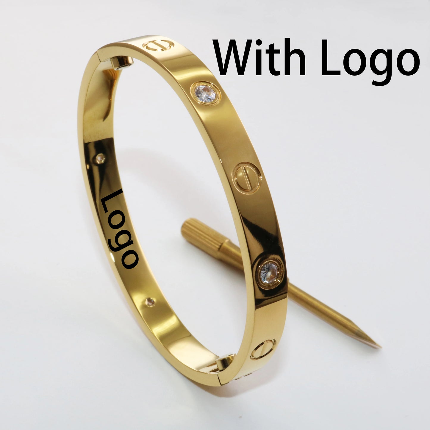 Luxury 18K Gold Plated Screwdriver Love Bangle Bracelet in 316L Stainless Steel for Men and Women - New Arrival