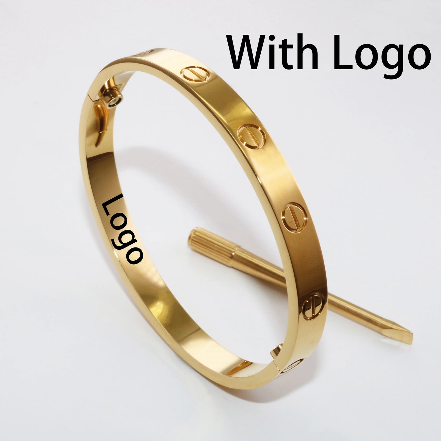 Luxury 18K Gold Plated Screwdriver Love Bangle Bracelet in 316L Stainless Steel for Men and Women - New Arrival