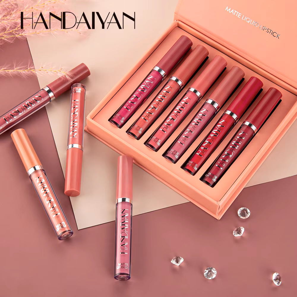 Luxury Matte Liquid Lipstick Set - 6 Nonstick Long-Lasting Lip Glosses in Gift Box, Fade-Resistant Finish