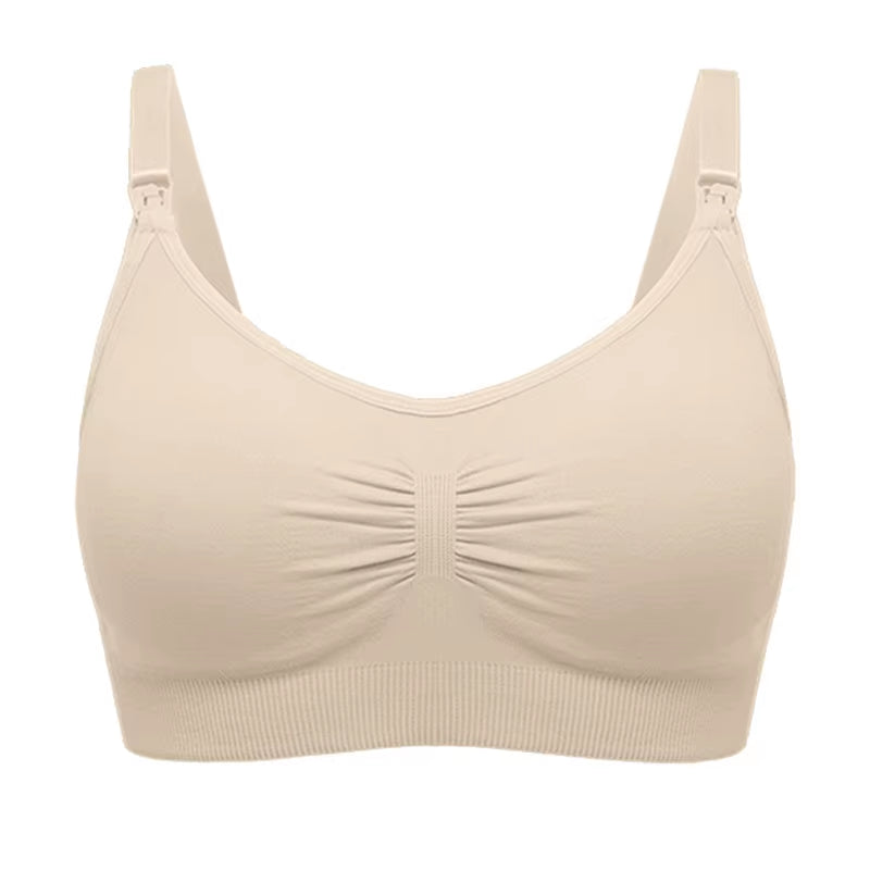 Comfortable Plus Size Nursing Bra - Breathable Seamless Maternity Underwear with Push-Up Support for Breastfeeding Moms