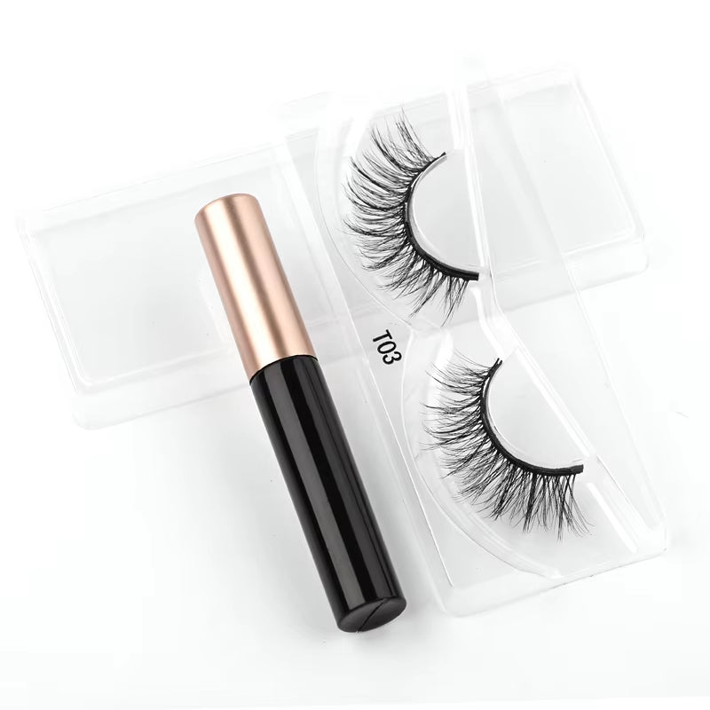 Magnetic 3D Mink Eyelashes with Long-Lasting Eyeliner - Handmade Short False Lash Makeup Tools