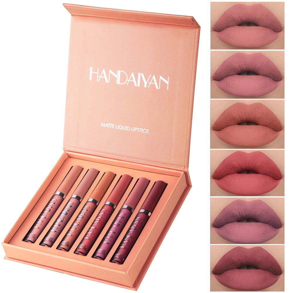 Luxury Matte Liquid Lipstick Set - 6 Nonstick Long-Lasting Lip Glosses in Gift Box, Fade-Resistant Finish