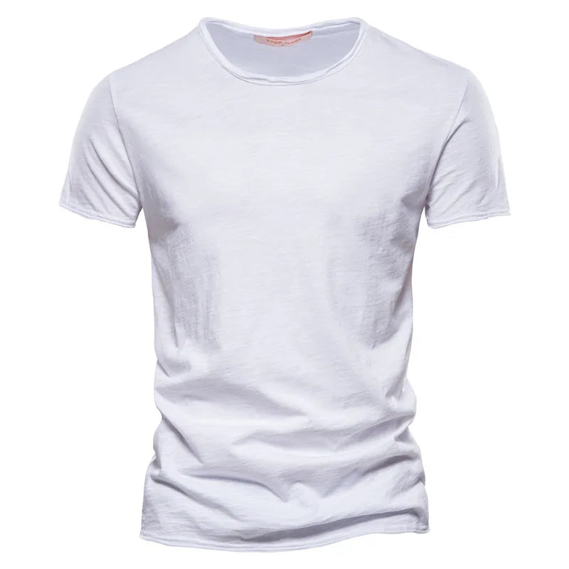 Brand Quality 100% Cotton Men T-Shirt V-Neck Fashion Design Slim Fit Soild T-Shirts Male Tops Tees Short Sleeve T Shirt for Men