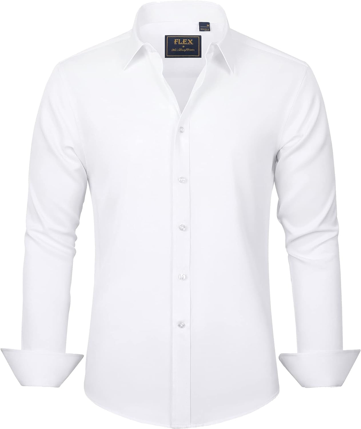 Men's Stretch Wrinkle-Free Dress Shirts - Long Sleeve Button-Downs for Business & Casual Elegance