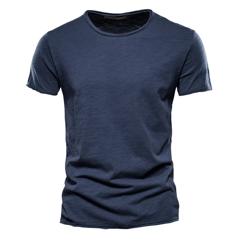 Brand Quality 100% Cotton Men T-Shirt V-Neck Fashion Design Slim Fit Soild T-Shirts Male Tops Tees Short Sleeve T Shirt for Men