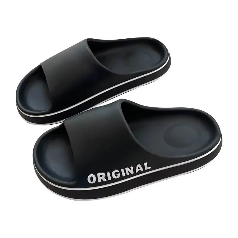 Stylish Women’s Letter Slippers - Summer Beach Slides with Thick Sole, Anti-Slip Indoor & Outdoor Sandals for Couples