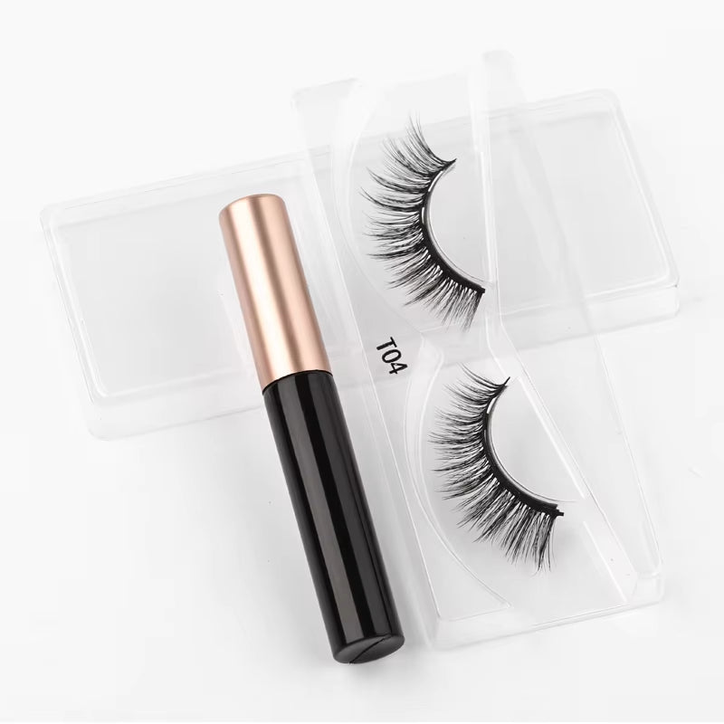 Magnetic 3D Mink Eyelashes with Long-Lasting Eyeliner - Handmade Short False Lash Makeup Tools