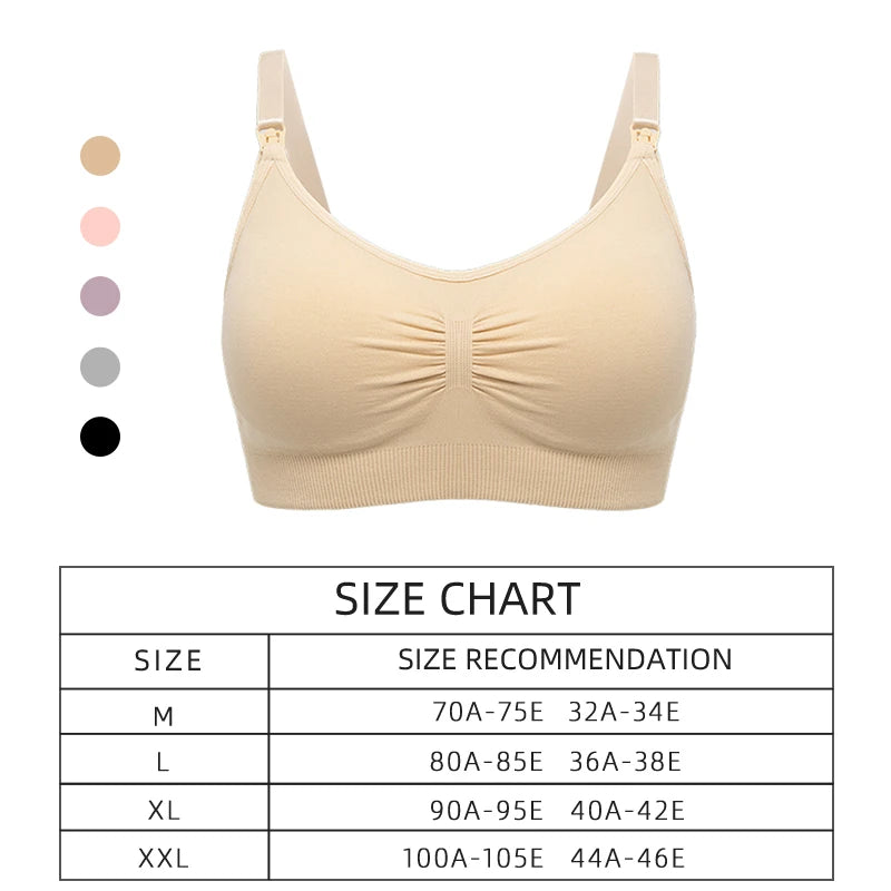 Comfortable Plus Size Nursing Bra - Breathable Seamless Maternity Underwear with Push-Up Support for Breastfeeding Moms