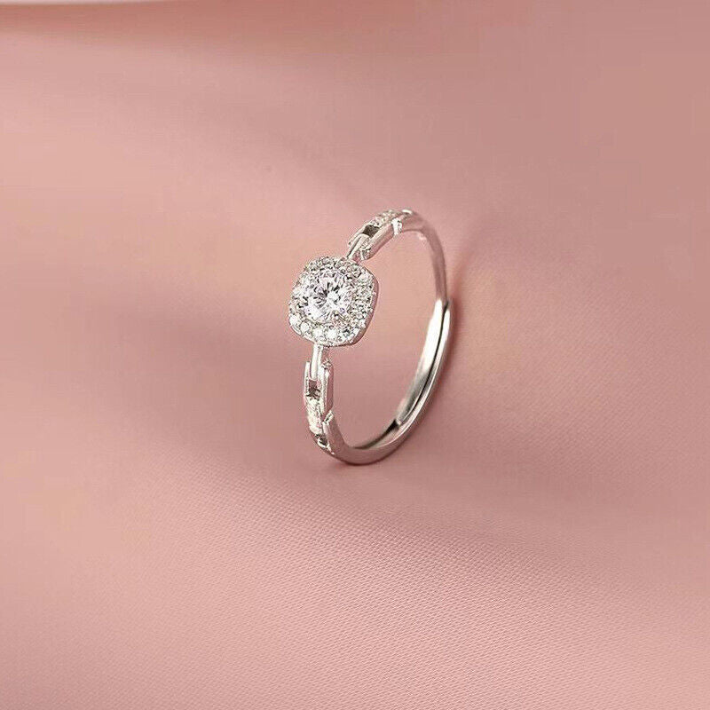 Elegant Silver Crystal Ring for Women - Perfect for Weddings and Parties